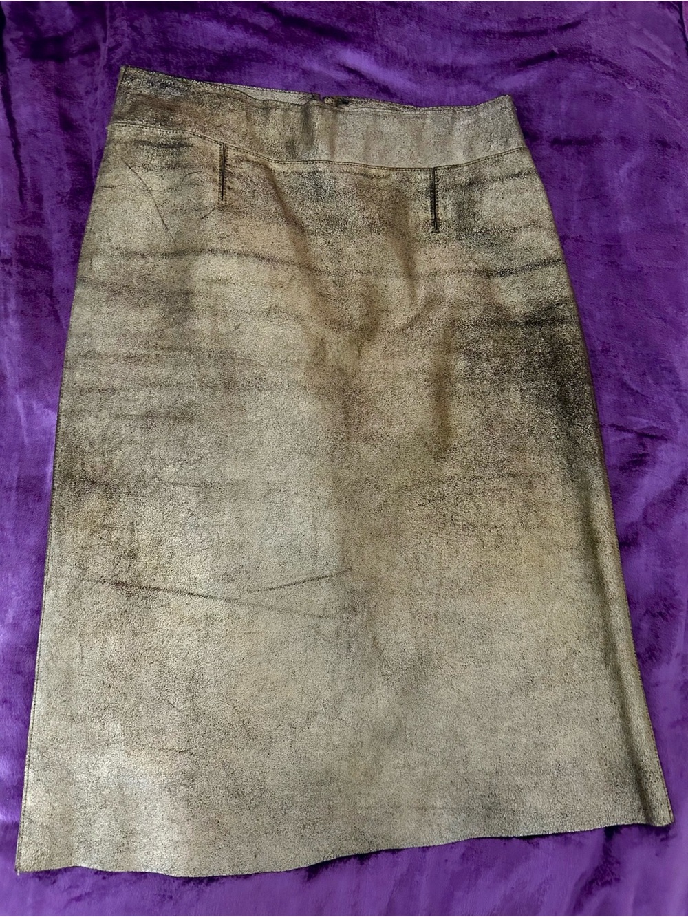 BCBGMaxAzria RARE Distressed Metallic Gold/black A-Line Skirt - Picture 6 of 12